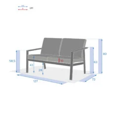 Canapé 2 Places Pavane Graphite Hespéride 7 Canapé 2 Places Pavane Graphite Hespéride -NAHAN Jardin Magasin canape 2 places pavane graphite hesperide 3