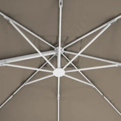 Parasol Décentré Eléa Inclinable Carré Oléfine Noisette/blanc Hespéride -NAHAN Jardin Magasin parasol decentre elea inclinable carre olefine noisetteblanc hesperide 5