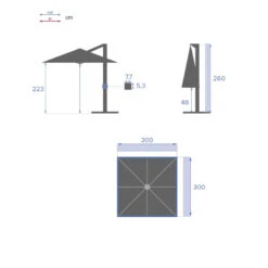 Parasol Déporté Carré Equador Ardoise Hespéride 15 Parasol Déporté Carré Equador Ardoise Hespéride -NAHAN Jardin Magasin parasol deporte carre equador ardoise hesperide 1 7