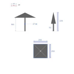 Parasol Droit Carré 2,5x2,5m Soya Bleu Canard Hespéride 11 Parasol Droit Carré 2,5x2,5m Soya Bleu Canard Hespéride -NAHAN Jardin Magasin parasol droit carre 25x25m soya bleu canard hesperide 5
