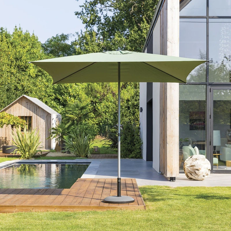 Parasol Droit Carré 2,5x2,5m Soya Vert Olive Hespéride 1 Parasol Droit Carré 2,5x2,5m Soya Vert Olive Hespéride