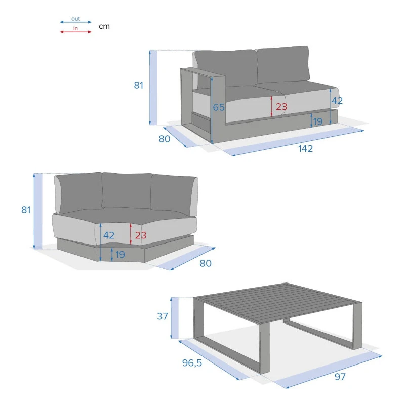 Salon D'angle 5 Places Allure Anthracite / Graphite Hespéride 4 Salon D'angle 5 Places Allure Anthracite / Graphite Hespéride – Image 4