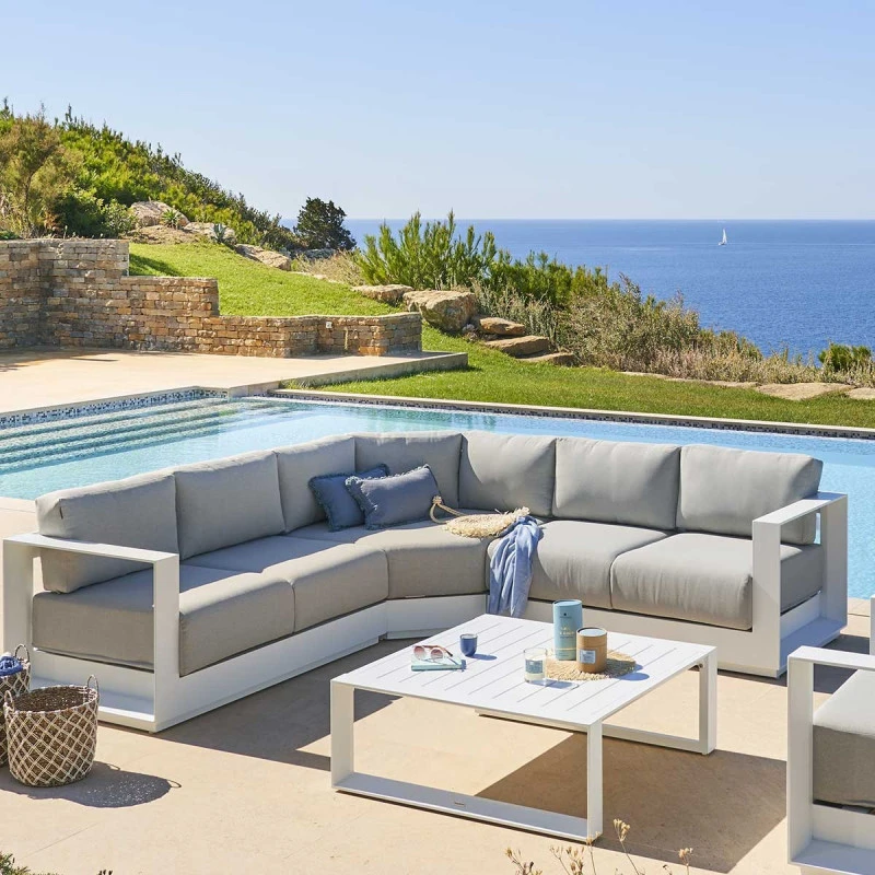 Salon D'angle 5 Places Allure Gris Minéral / Blanc Hespéride 1 Salon D'angle 5 Places Allure Gris Minéral / Blanc Hespéride