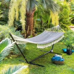 Toile Hamac Syssia Pompons 2 M Hespéride -NAHAN Jardin Magasin toile hamac syssia pompons 2 m hesperide 3