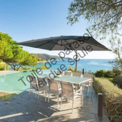 Toile Rempl. Rectangulaire En Oléfine Anthracite Eléa Hespéride 8 Toile Rempl. Rectangulaire En Oléfine Anthracite Eléa Hespéride -NAHAN Jardin Magasin toile remplacement rectangulaire anthracite pour parasol elea hesperide 3