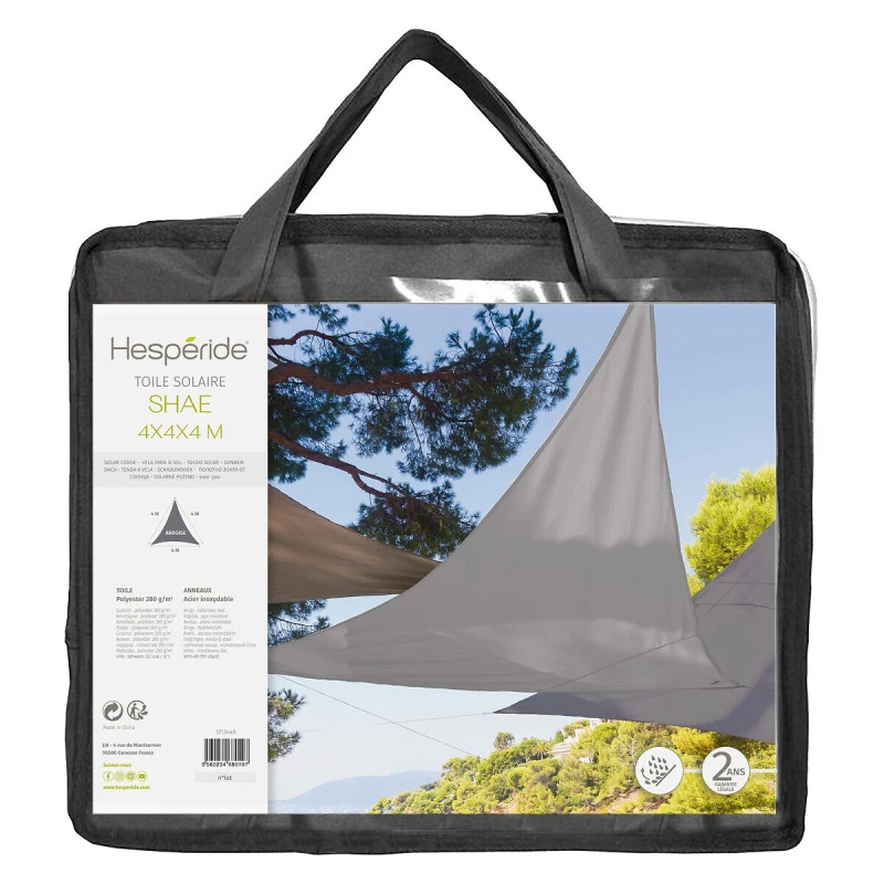 Toile Solaire 4x4x4m Shae Ardoise Hespéride 2 Toile Solaire 4x4x4m Shae Ardoise Hespéride – Image 2