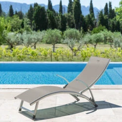 Transat Samba Pliable Et Empilable Taupe Hespéride -NAHAN Jardin Magasin transat samba pliable et empilable taupe hesperide 2